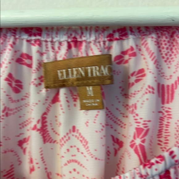 Ellen Tracy Pink and White Peplum Long Sleeve Blouse - Picture 3 of 14